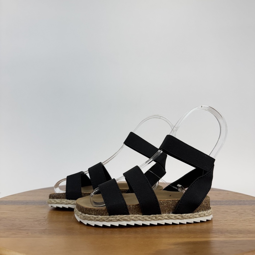 New Little Kids Girls Steve Madden Kimmie Black Strappy Slip On Sandals Size 8 C